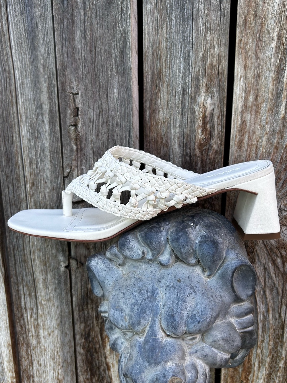 Simkhai Alia Woven Leather Block Heel Sandal White 39